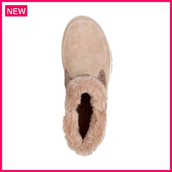 Suede Ankle Boots with Memory Foam, Faux Fur Lining, Side Zip - Picture 3 of 6